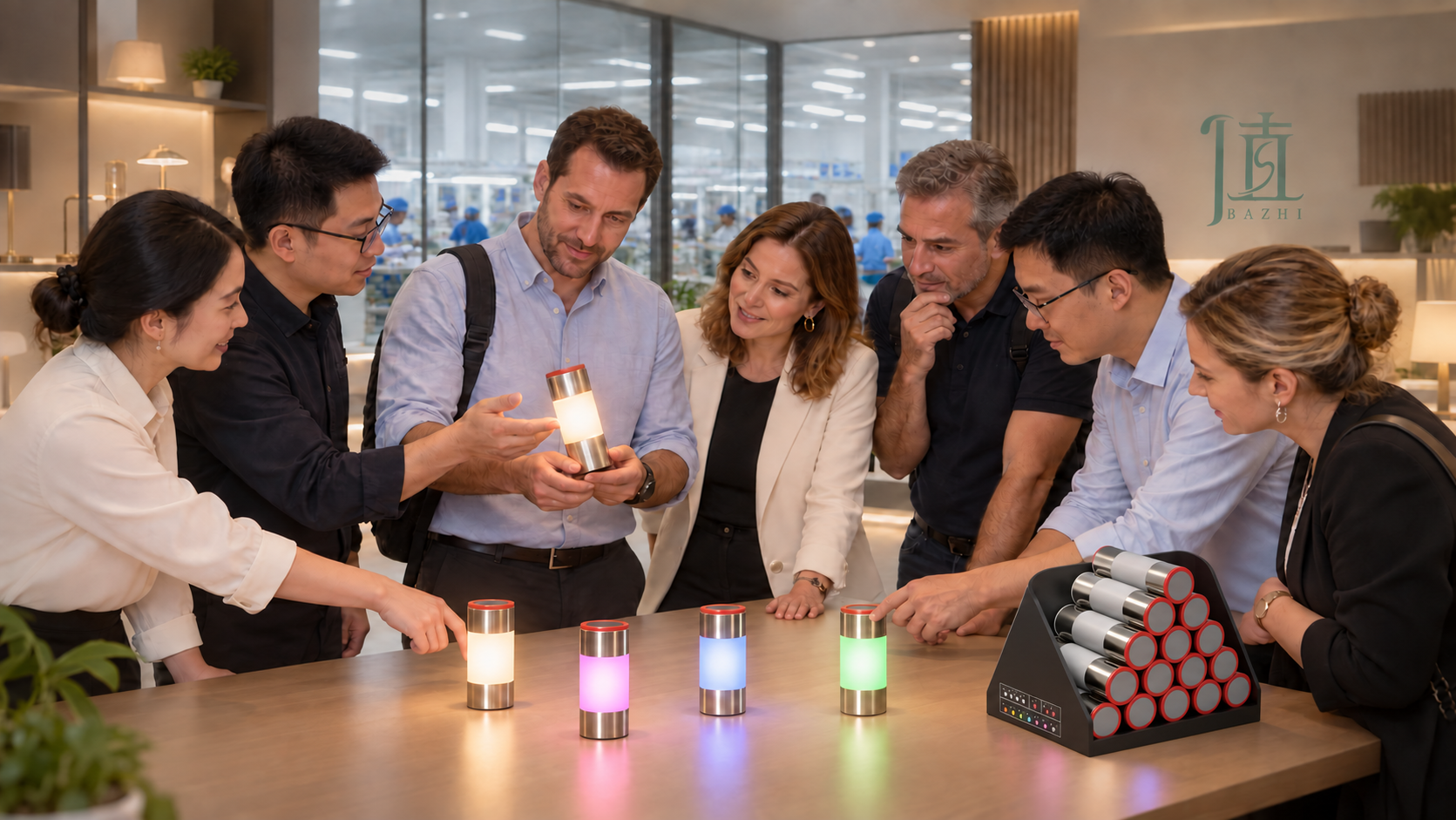 International customers reviewing BaZhi rechargeable table lamps